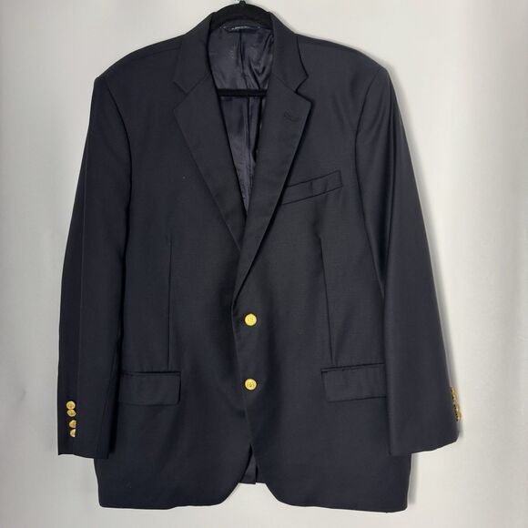 Brooks Brothers Saxxon Makers Merchants Madison Navy-Blue Gold Button Blazer 46R - Picture 1 of 9